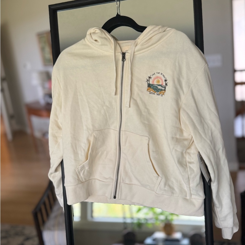 Rip Curl “Live The Search” Cream Coastal Zip Hoodie NWT XS